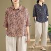 2025 Korean Style Plus Size Slimming Retro Shirt & Casual Cotton-Linen Pants Set for Women