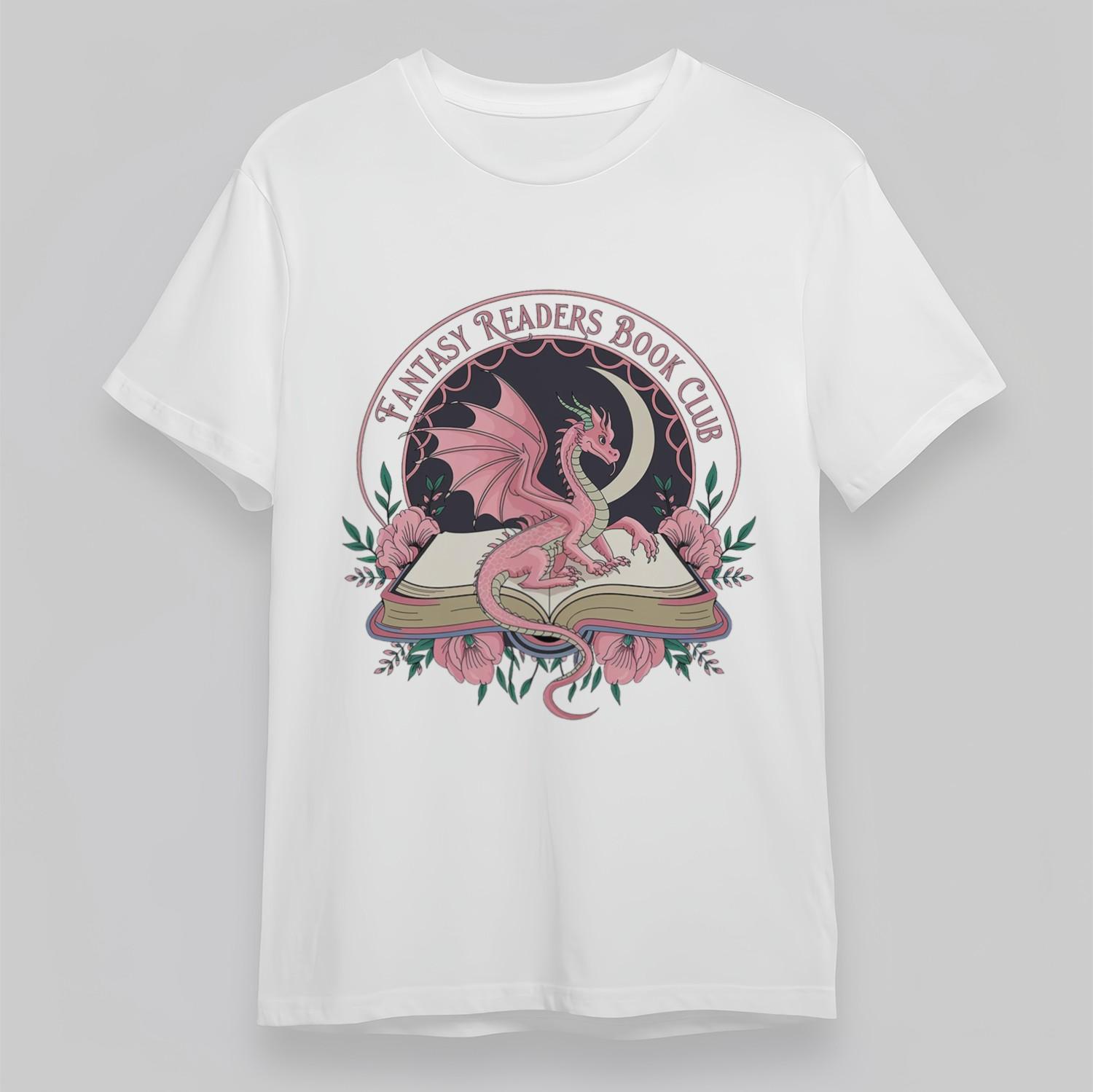 Women s Oversize Classic T-Shirt Mens Womens Tees Top Dragon on Book Fantasy Readers Club Graphic Tee 3XL