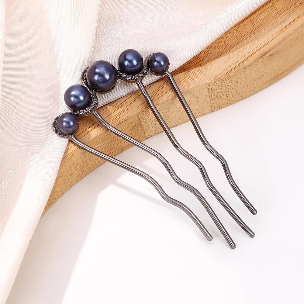 

Корейская U-образная заколка-вилка для волос с жемчугом для женщин и девушек, шпилька для волос, расчески, заколки для небрежного пучка, боковые расчески, палочки для прически, аксессуары для волос