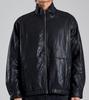 Button Seoul Minimal Vegan Leather Stand Collar Zip-Up Jacket (Black)