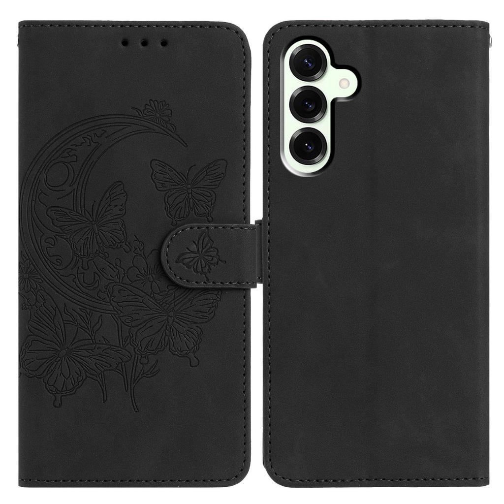 For Samsung Galaxy S25+ Case Butterfly Flower Imprinted PU Leather Wallet Stand Phone Cover