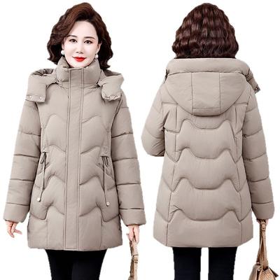 Middle-aged and Elderly Fashion Mother Clothing Large Size Hooded Down Cotton-padded Clothing New Thickened Winter Warm Cotton-padded Jacket