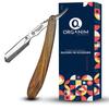 ORGANIM Professional Wood Ustra for Men - Stainless Steel Straight Razor Salon for Barber Shaving - Saloon Style Manual Shave Ustra with Premium Wo