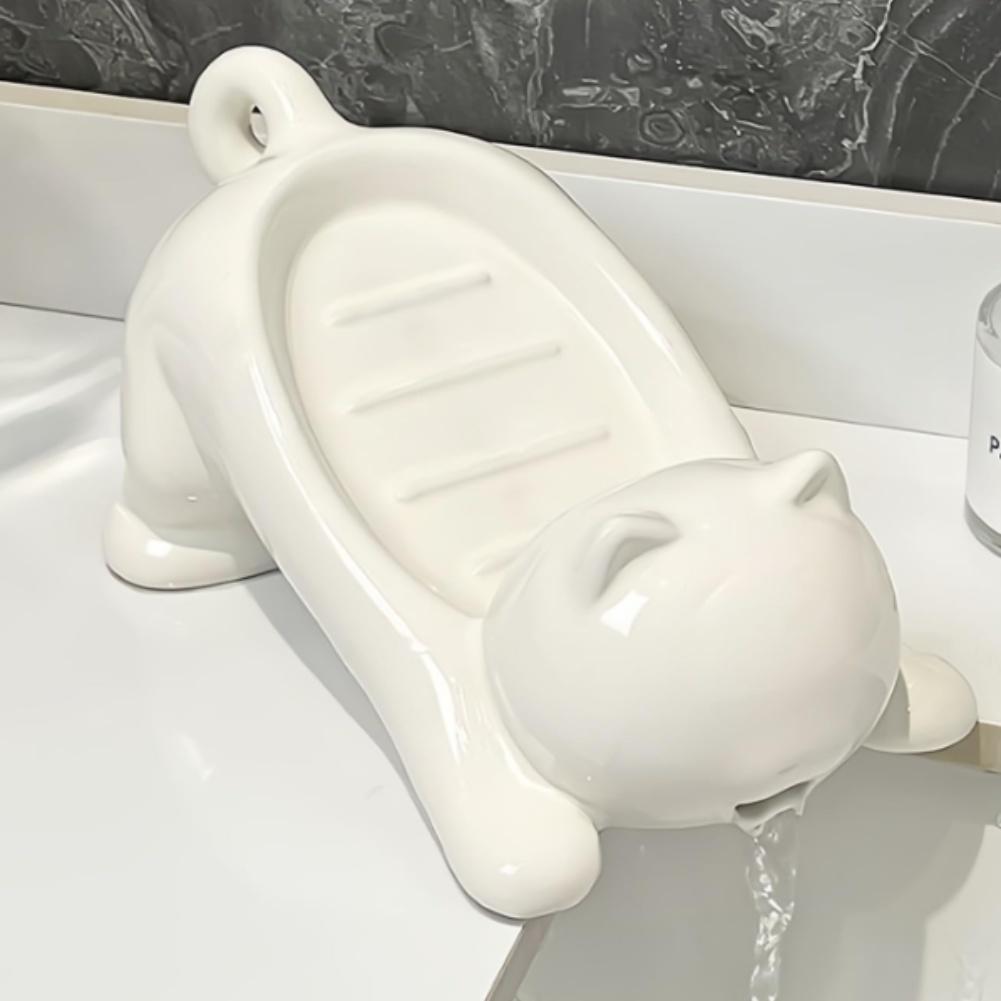 Cat-Shaped Soap Dish Drainage Soap Tray Non-Slip Holder