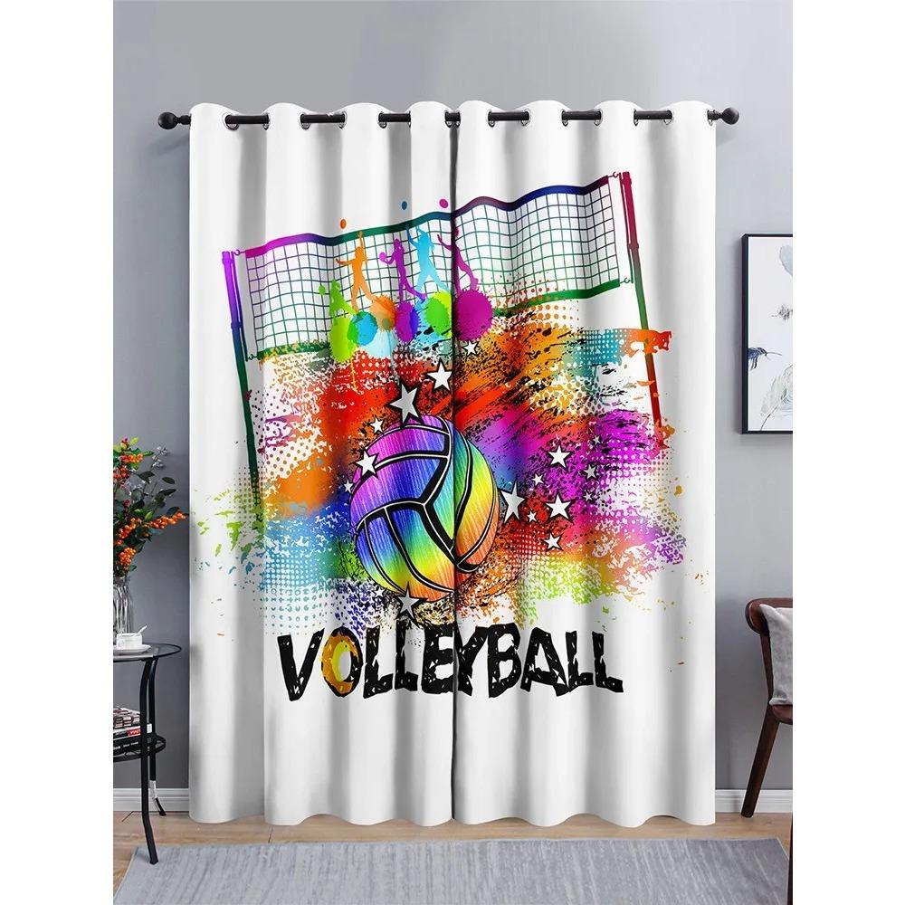 Fotbalové Graffiti Umělecký Design Sporty Děti 2 Kusy Stínování Polyester Zatemňovací Závěs pro Dekor Obývacího Pokoje Ložnice Hák