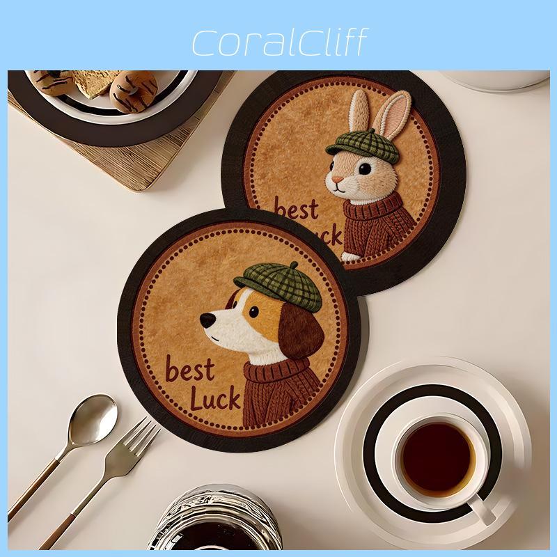 Cartoon Animal Coasters With Absorbent Silicone For Office Desk And Dining Protection