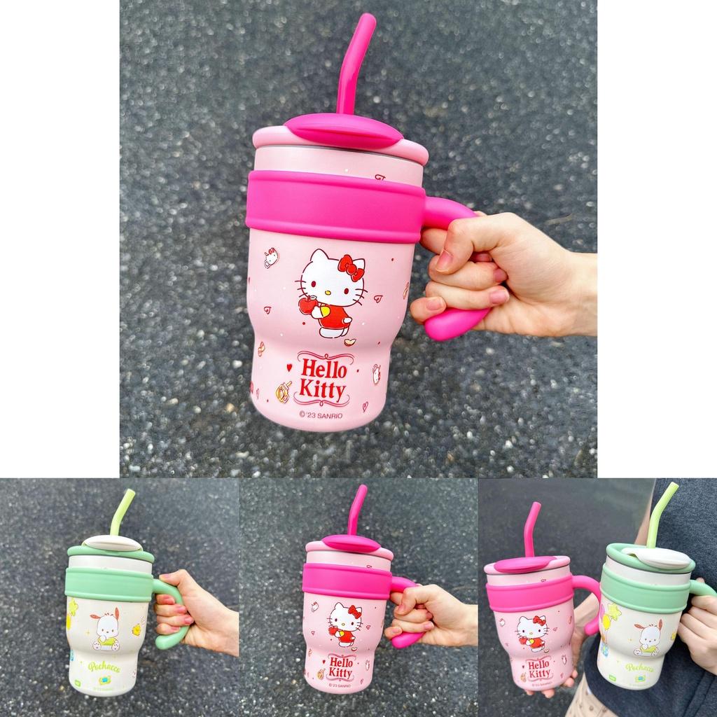 Cute Hello Kitty Stainless Steel Straw Cup For Girls Cartoon Design Portable And High-quality