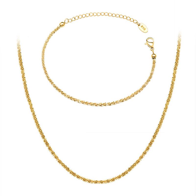 Gypsophila Jewelry Set: Gold-Plated Titanium Steel Chain Bracelet & Chinese Style Necklace for Women