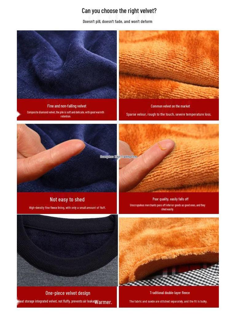 Men's Thick Fleece-Lined Sweater - Grandpa Style, Round Neck, Perfect for Winter Warmth