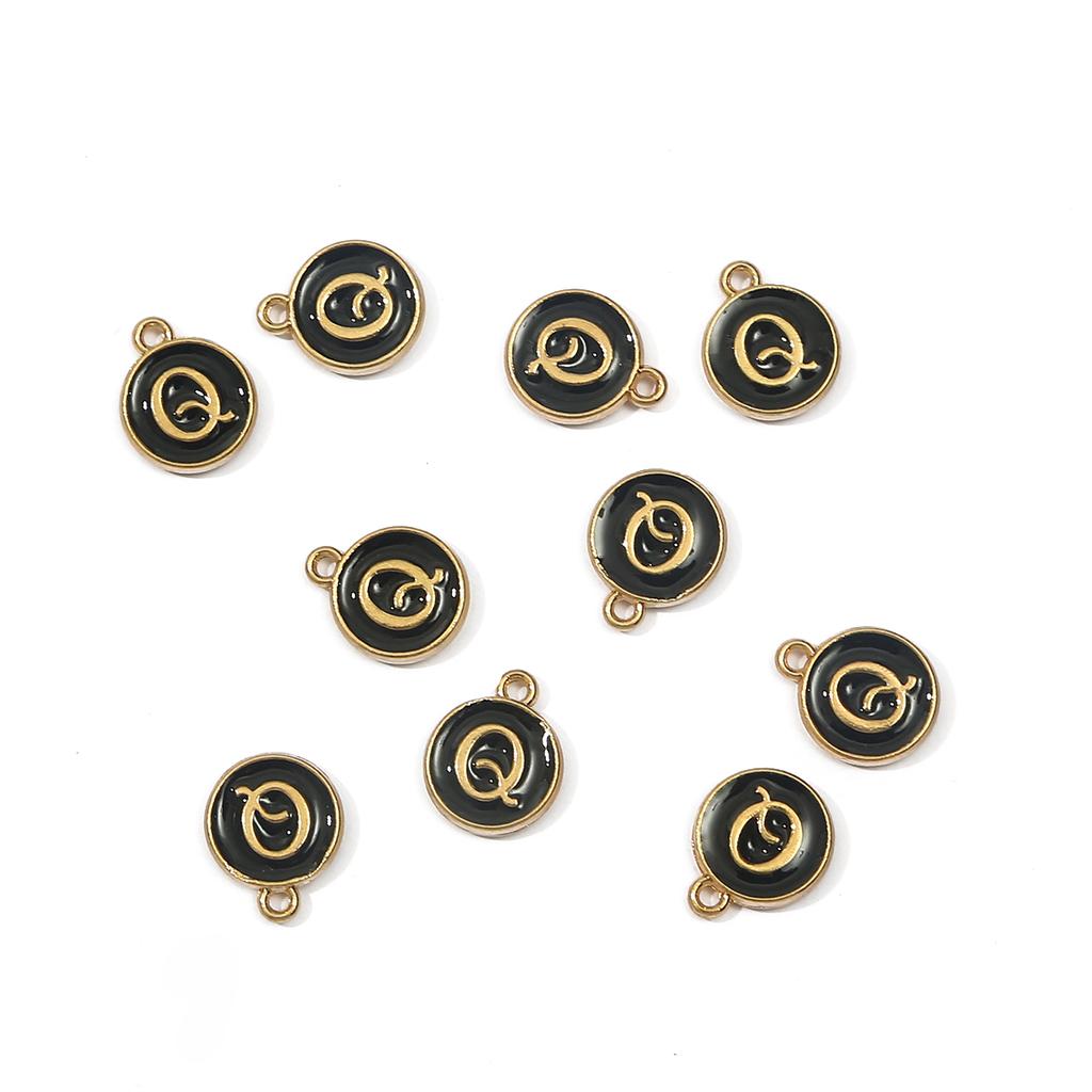 10Pcs Metal Enamel English Letters Charms Pendant For DIY Jewelry Making Necklace Bracelet Accessories
