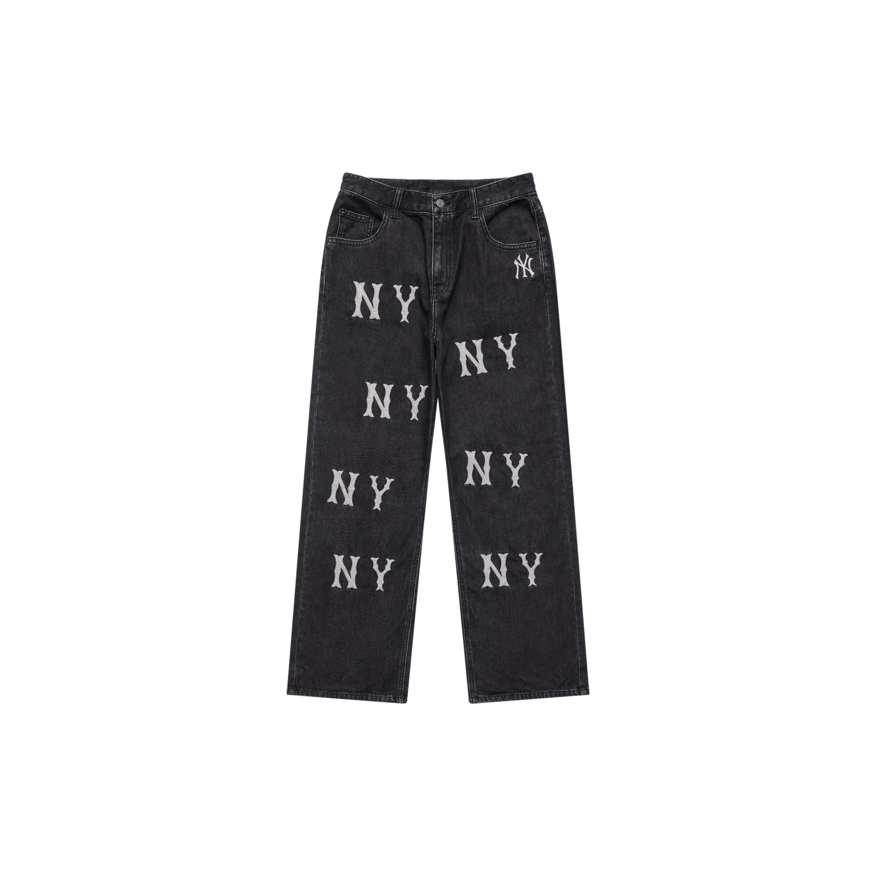 MLB Letter Print Reißverschluss Locker Vintage Gerade Lässige Hosen Damen Unterteile Schwarz 3FDPB0534-50BKS S black