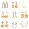 Minimalist Geometric Metal Stud Earrings Women Elegant Gold Tone Lightweight Daily Wear