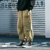 Japanese Style Cotton Cargo Pants Trendy Brand Loose Fit Wide Leg Drawstring Ankle Pants Men Casual