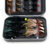 MNFT 32Pcs/Boxed Black Brown Dry Flies Fly Fishing Lure Wooly Bugger Streamer Trout Nymph Lures Carp Artificial Fish Bait