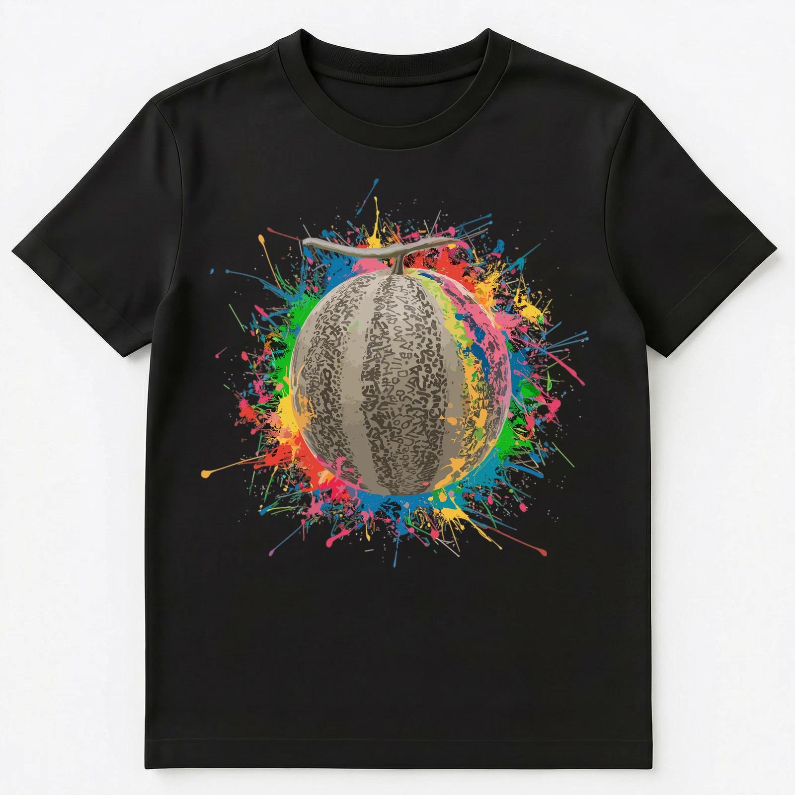 

Colorful Paint Splash Cantaloupe Melon Art Graphic Unisex T-Shirt 3XL
