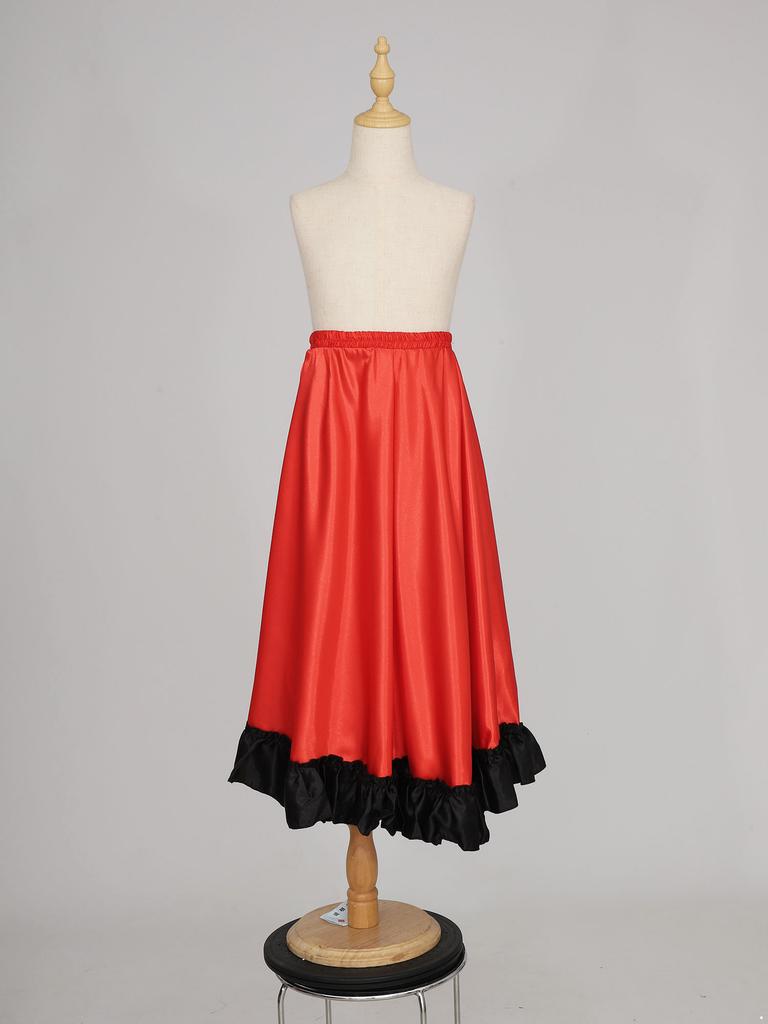 Mädchen Spanischer Stiertanz Rock Großer Schwung Flamenco Kostüm Rüschensaum Rock Bauchtanz Performance Rock