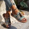 New Women Color Ethnic Style Slippers Summer Round Head Large Size Sandals Casual Beach Non-slip Lightweight Shoes Zapatos Mujer