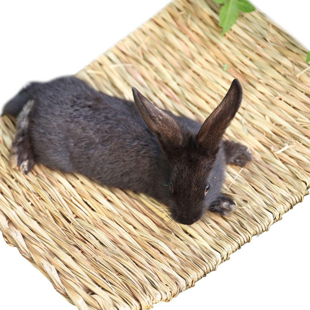 Für Kleintier Kaninchen Geflochtene Kaninchen Gras Kauspielzeug Matte Haustierkäfig Pad Grasmatte Hamster Schlafbett