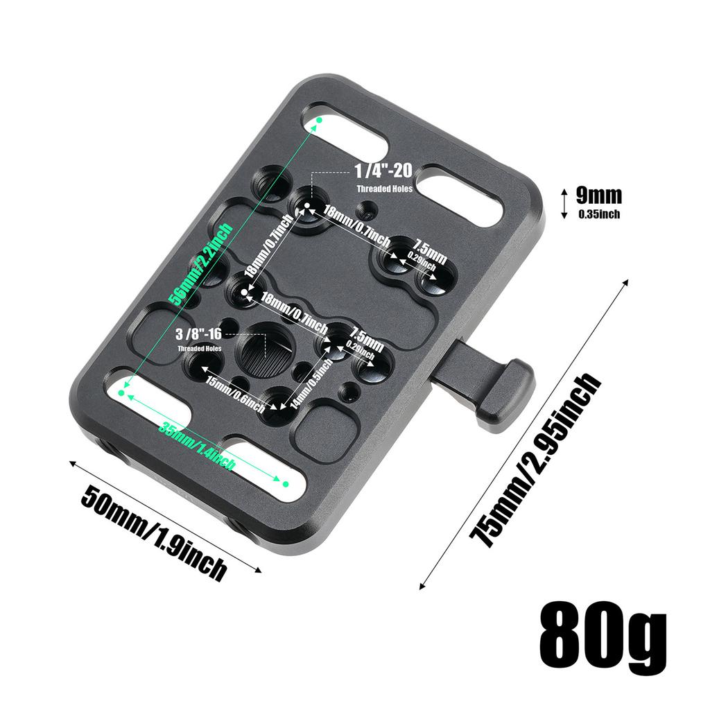 JLwin JL-35 Mini V Lock Battery Adapter Plate V Mount Battery Plate Aluminum Alloy with 1/4 Inch