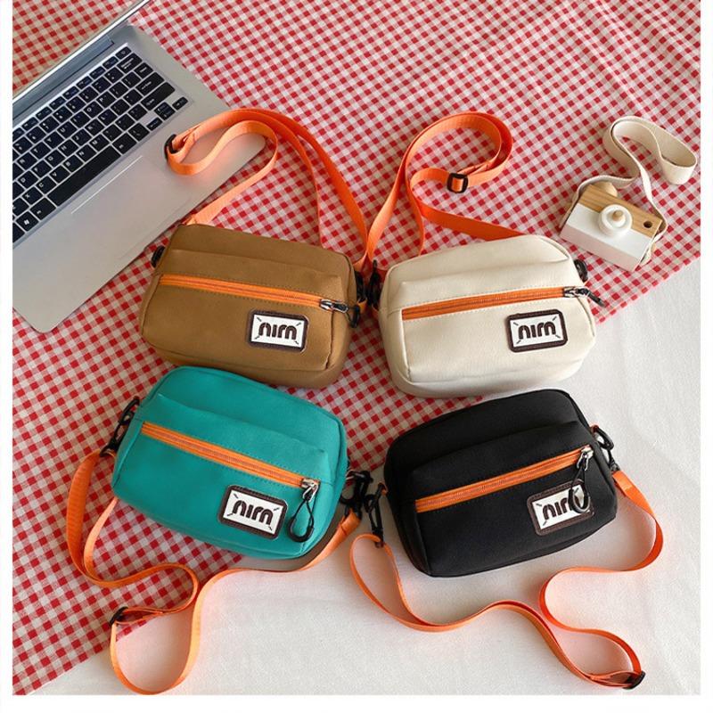 New Nylon Women's Bag Trendy Color Block Mini Square Purse Korean Style Crossbody Shoulder Bag