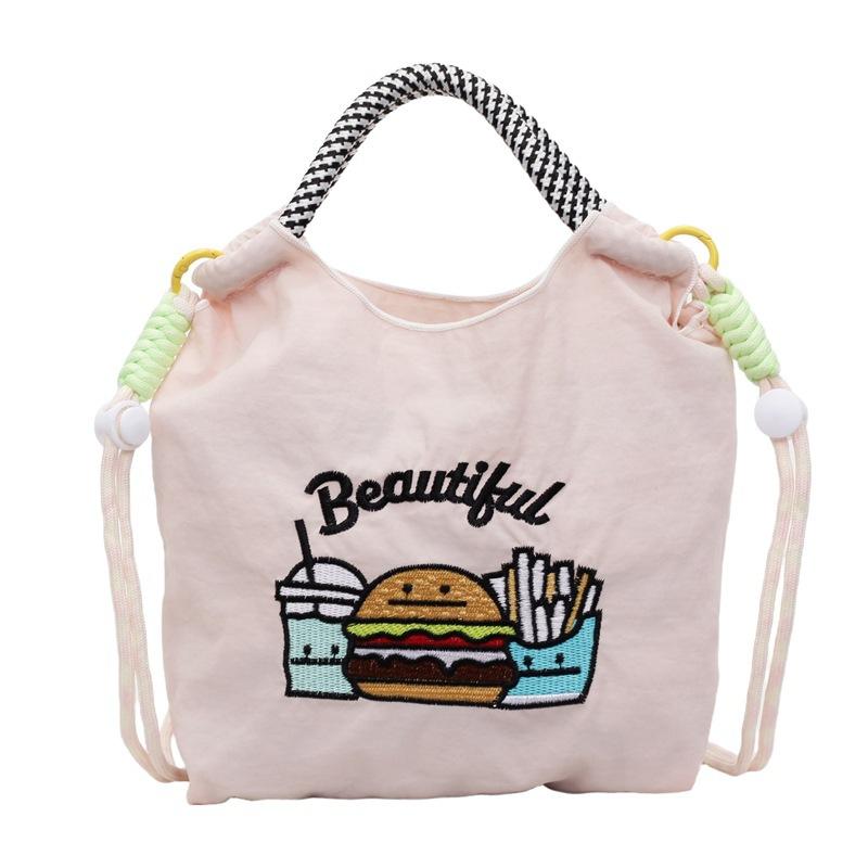 Fashion Sweet Nylon Embroidered Canvas Shoulder Bag Casual Commuter Student Small Square Bag Trend Versatile Crossbody Bag