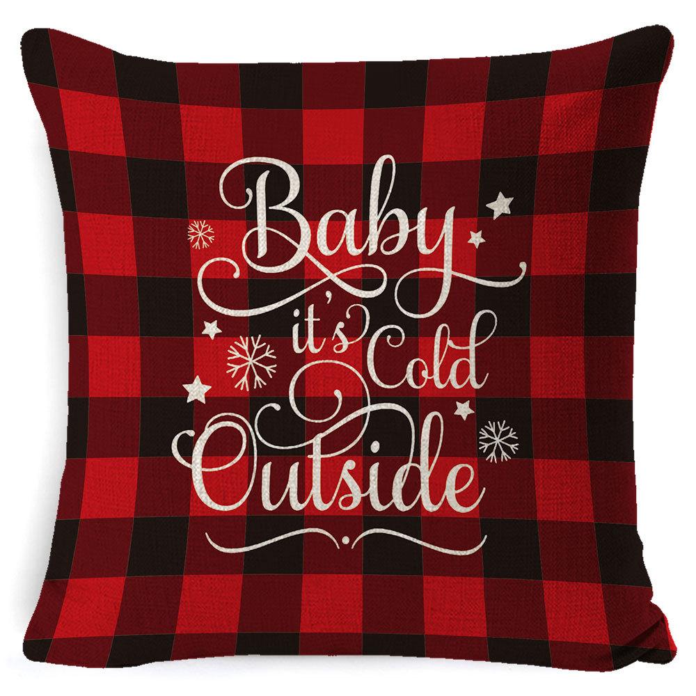 Christmas Pillow Cover Home Sofa Cushion Elk Letter Print Cushion Cover Christmas Atmosphere