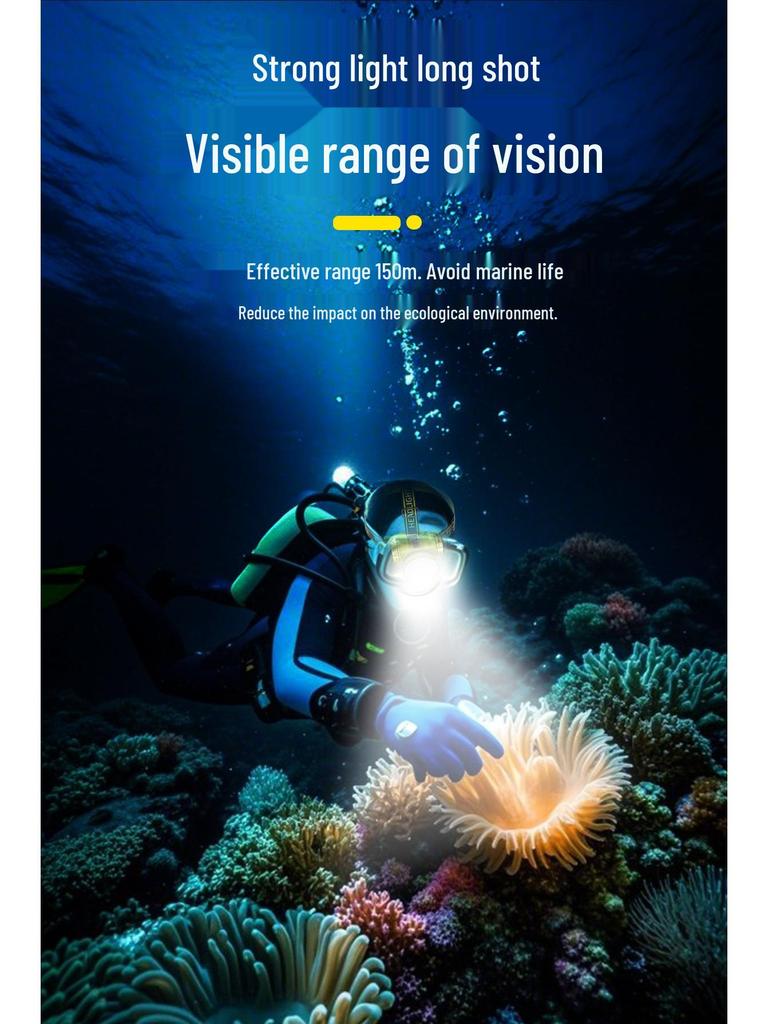 Diving Strong Light Waterproof Headlamp - Ultra Bright Head-Mounted Flashlight for Outdoor and Underwater Adventures