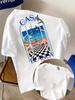 Camiseta Casual Unisex de Cuello Redondo y Manga Corta de Verano Estilo Casablanca Y2k Gráfico Arquitectónico Neutro Streetwear
