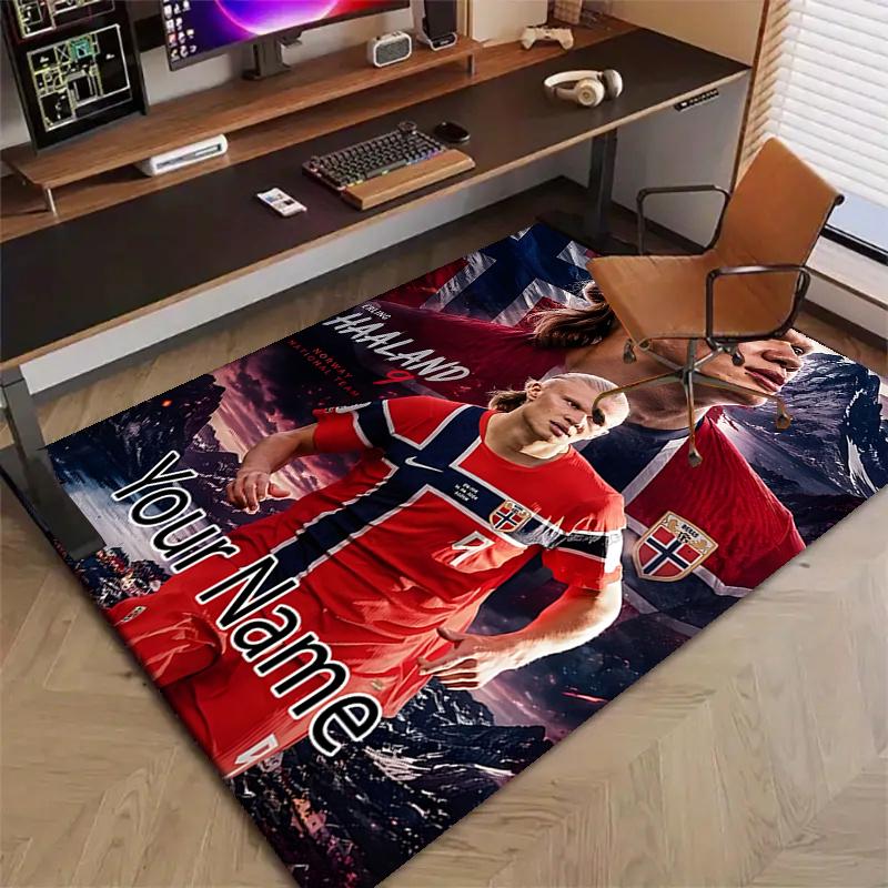 Haaland Design Area Rug Personalized Name- Non-Slip, Soft & Cozy Floor Mat for Living Room, Office - Indoor/Outdoor Carpet