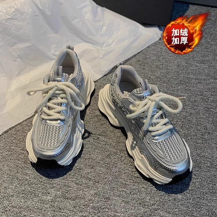 Daddy shoes women's 2025 new summer breathable mesh single shoes platform-soled fried street light running casual sports shoes