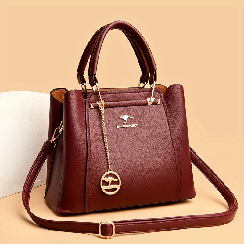 

Elegant Leather Handbags for Women Fashion Hardware Pendant Decoration Trend Shoulder Bag for Daily Use Shopping Weekend Outings Ladies Holiday Gifts 30*23*13CM