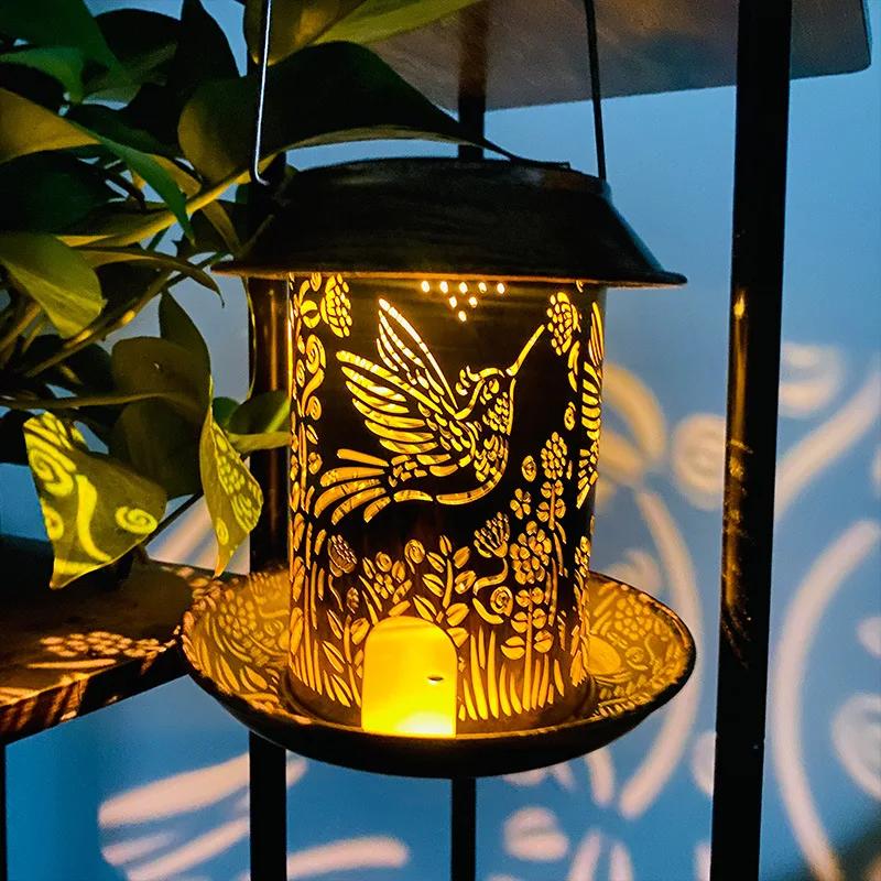 Solar-Powered Bird Feeder Hanging Garden Decor Waterproof Hollow Mushroom Light Outdoor Bird Supply