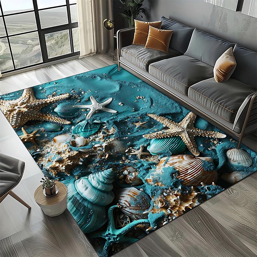 29 Style Starfish Beach Shell Sea Star Sand Carpet Rug for Living Room Bedroom Home Sofa Decoration,Kids Play Non-slip Floor Mat