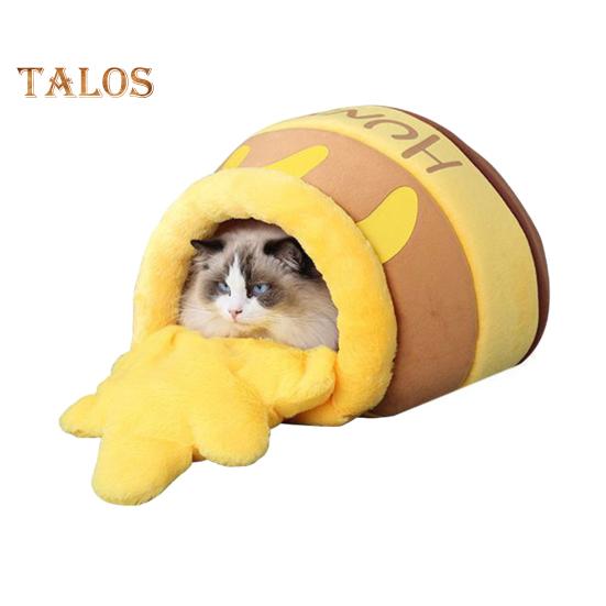 

Кровать для кошек Honey Pot, зимний теплый спальный мешок для кошек, полуфиксированная кровать для кошек из мультфильмов, мягкая палатка для домашних животных, гнездо для котят и щенков жёлтый