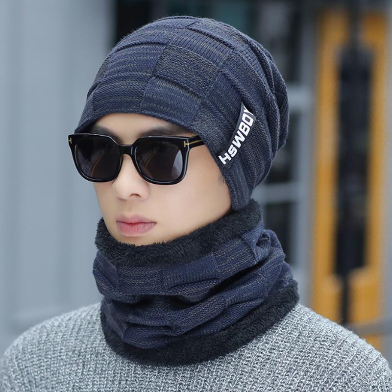 Men's Thick Plush Wool Winter Hat: Korean-Style, Warm Knit for Outdoors & Cycling