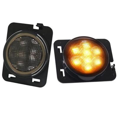 Side Marker Front Fender Turn Signal Parking Light Amber LED Smoke Lens Set of