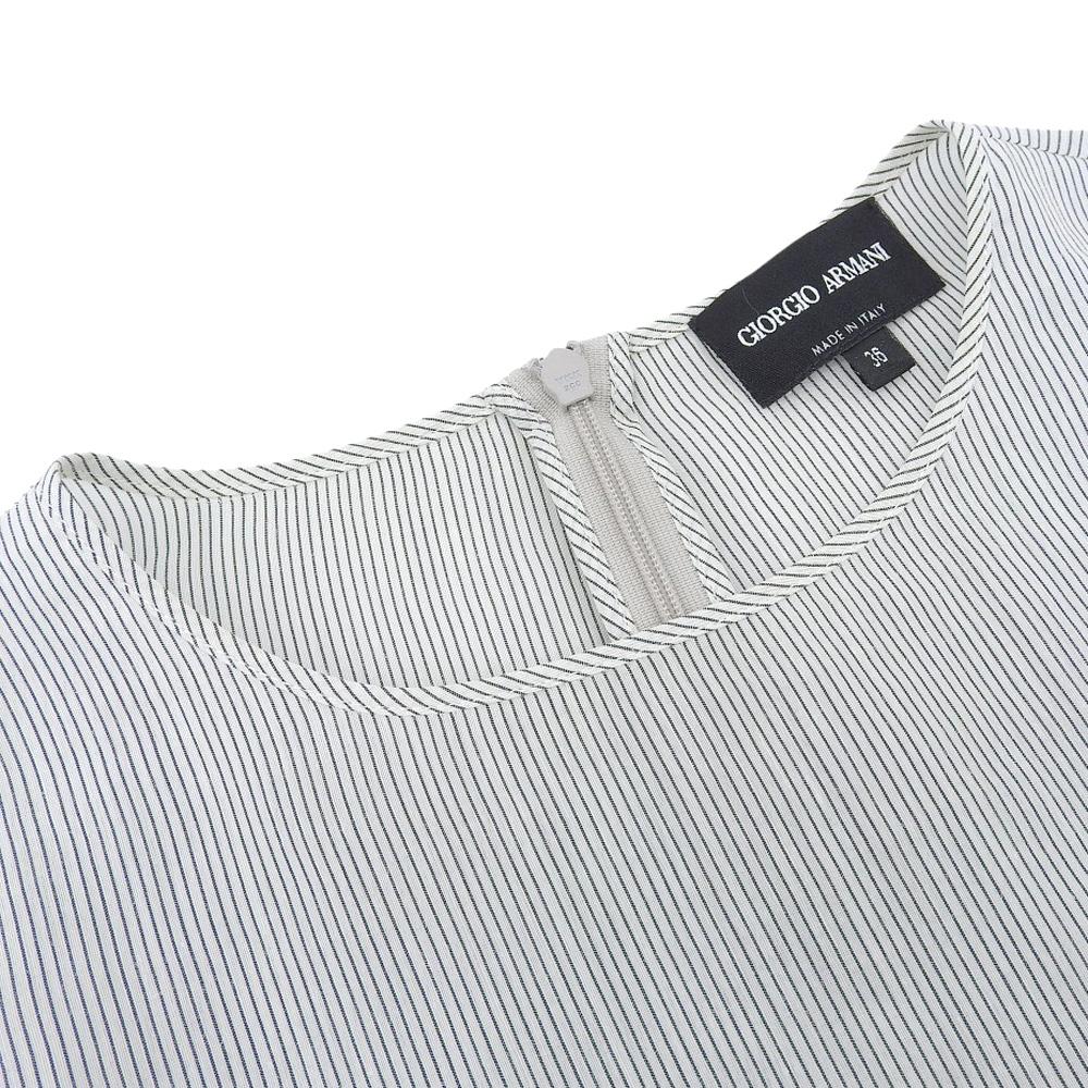 Giorgio Armani Beautiful Linen Silk Striped Pullover Blouse for Women, Grey, Size 36, 1SHCCZ10TZ808 Tops 36 grayUsed