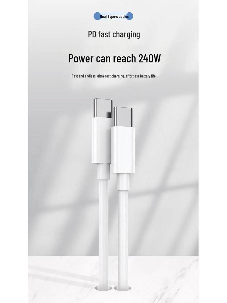 240W Braided PD Fast Charging Dual Type-C Cable for Apple Laptops