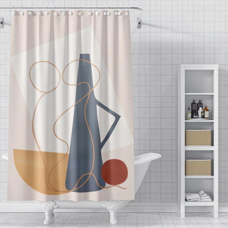 Home shower curtains for bathroom waterproof fabric Modern Nordic style bathroom Curtains shower curtain Abstract morandi plant