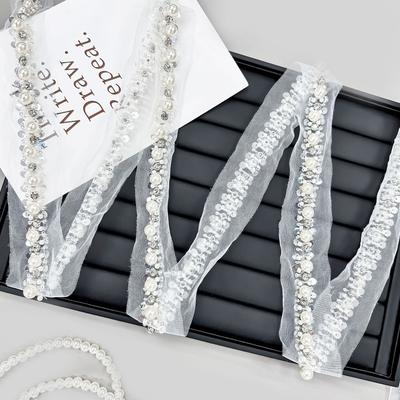 Fond en Maille Industrie Lourde Fait Main Strass Perle Dentelle Bricolage Accessoires pour Cheveux Mode Vêtements Accessoires d'encolure Code-barres
