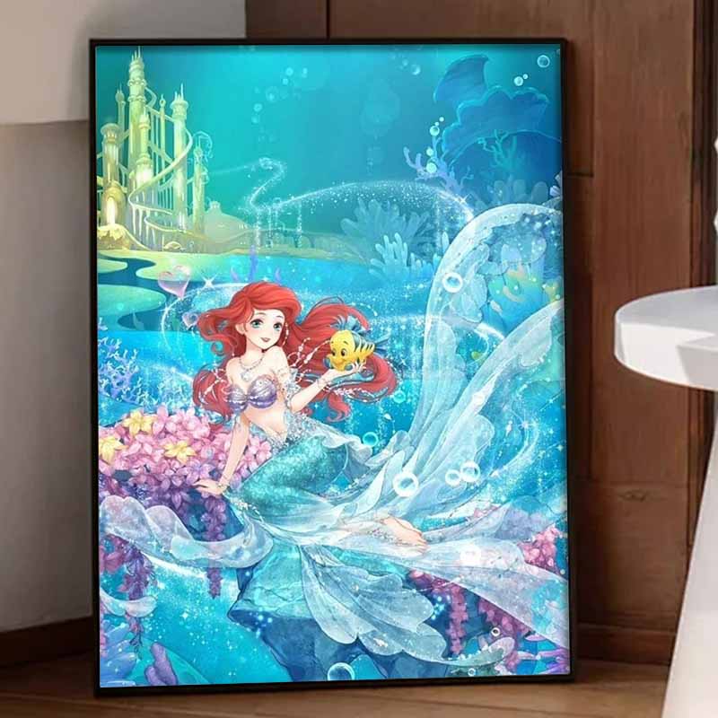 Disney Diamond Painting 5D Handmade DIY Ariel Diamond Stickers Home Room Decorations Gifts