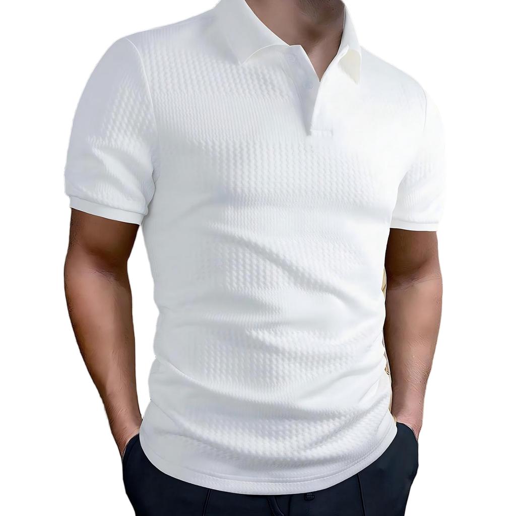 Mens Shirt Short Sleeve Textured  Shirts Casual Summer Collared  T Shirt