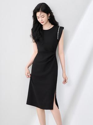 Elegant Kvällsklänning med Volangärm och Strass för Kvinnor