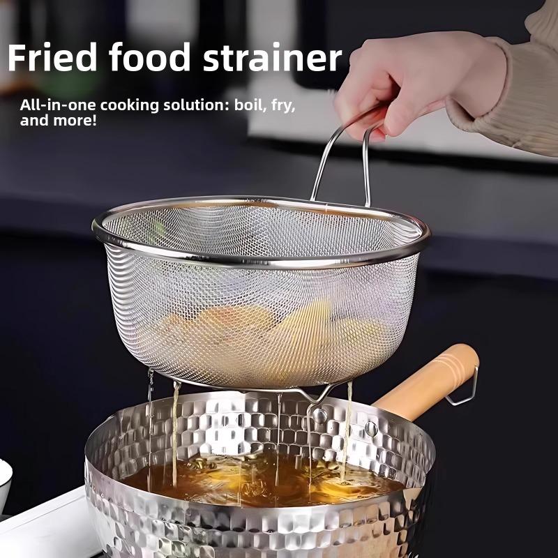 304 Edelstahl Maschen Frittierkorb, Filtersieb, Hot Pot Sieb, Nudel Schöpfkelle, Küchenöl Abtropfsieb