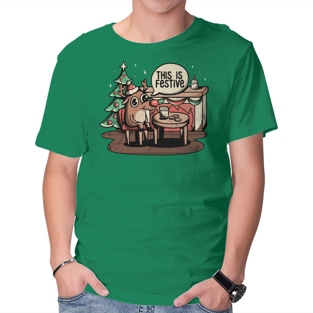 Unisex Crew Neck T-Shirt This Is Festive Graphic Short Sleeve Casual Tee XXXL