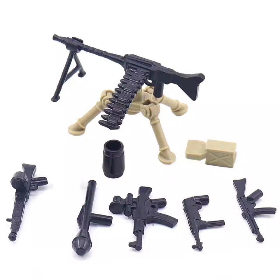 MOC WW2 Militärpistole Kanone Bausteine Schwere Waffen Kriegsszene Soldaten Armee Figuren Zubehör Waffen Steine Spielzeug