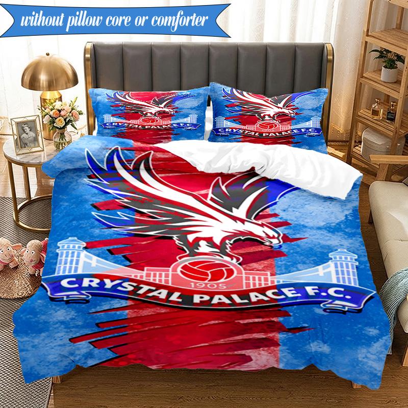 3PCS Crystal Fc Crest Printed Soft Bedding Set,Including 1pc Duvet Cover And 2pcs Pillowcases Perfect for Bedroom, Dormitory, Fan gift