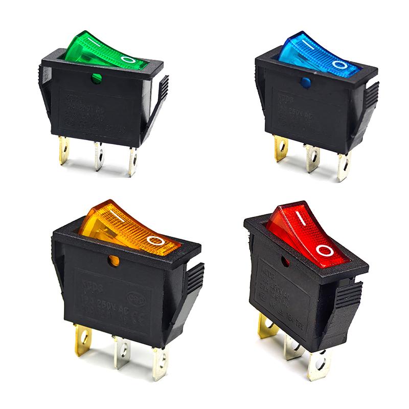 5Pcs Kcd3 Rocker Switch With Led On Off 16A 250V 220V 3 Pin 20A Small Light Cover Cap For Electric Rocket 220 Electronic