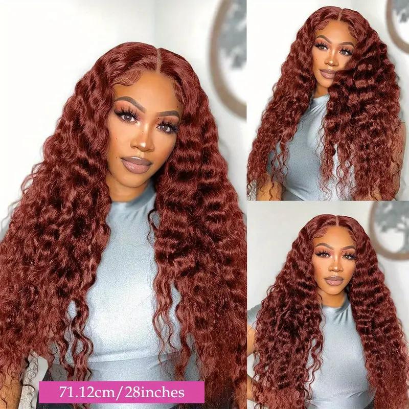 European and American Fashion Front Lace 13 * 4 Lace Wig, African Hot-selling Burgundy Small Curl Tube Long Curly Hair