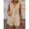 Tank Top and Shorts Set European and American French style Solid Casual Hollow out V-neck Vest Shorts Two-Piece Set